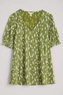 Tops<Seasalt Cornwall Rosehip V-Neck Jersey Top Dried Grass Dark Citron