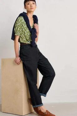 Tops<Seasalt Cornwall Rosehip V-Neck Jersey Top Dried Grass Dark Citron