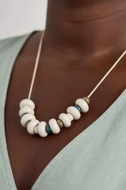 Jewellery<Seasalt Cornwall Rushes Beaded Necklace Gooseberry Chalk