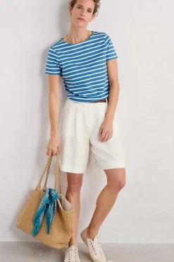 Tops<Seasalt Cornwall Sailor T-Shirt (Gots) Breton Sailboats Chalk