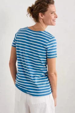 Tops<Seasalt Cornwall Sailor T-Shirt (Gots) Breton Sailboats Chalk
