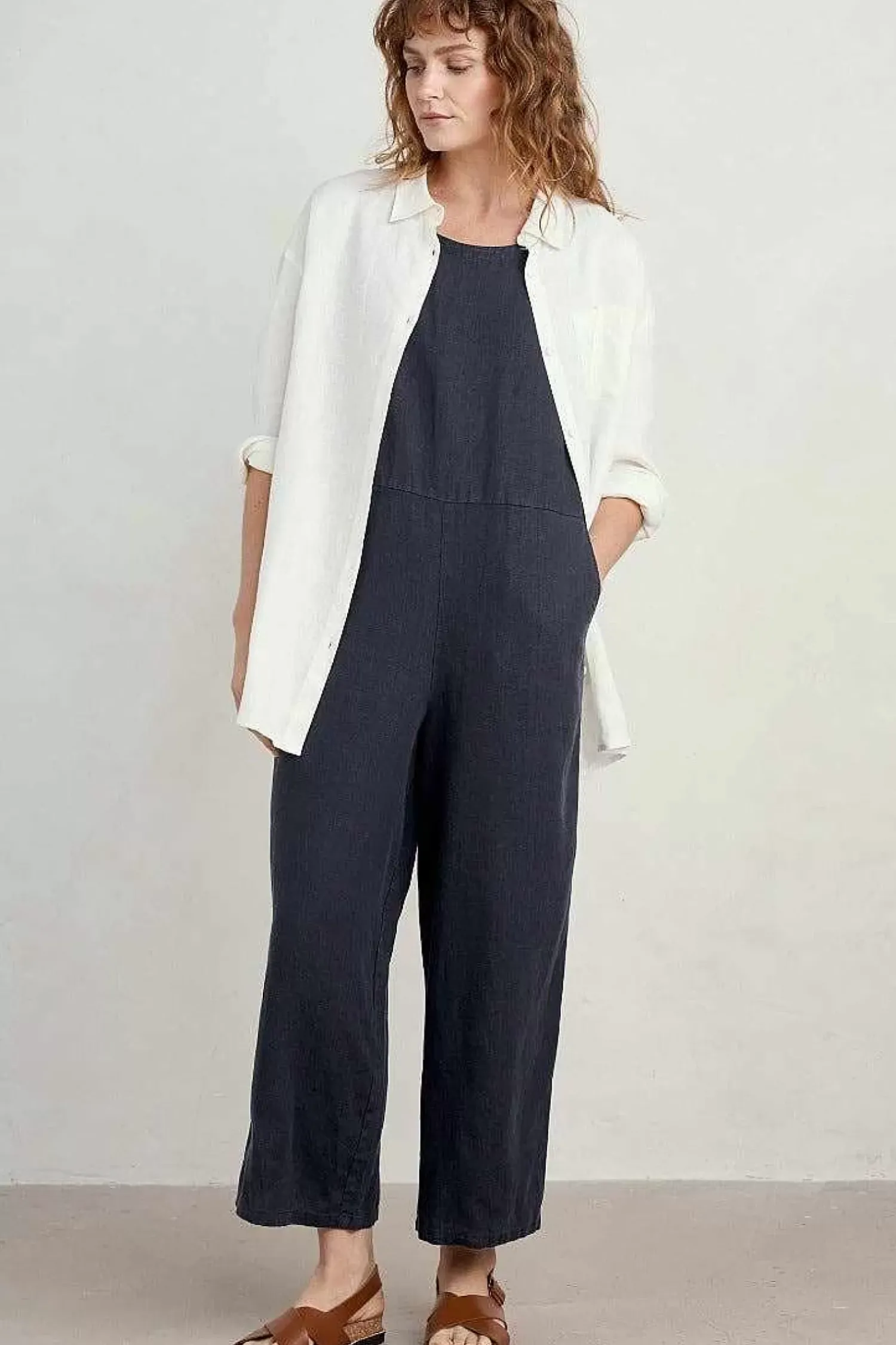Trousers & Shorts<Seasalt Cornwall Salt Air Linen Jumpsuit Maritime