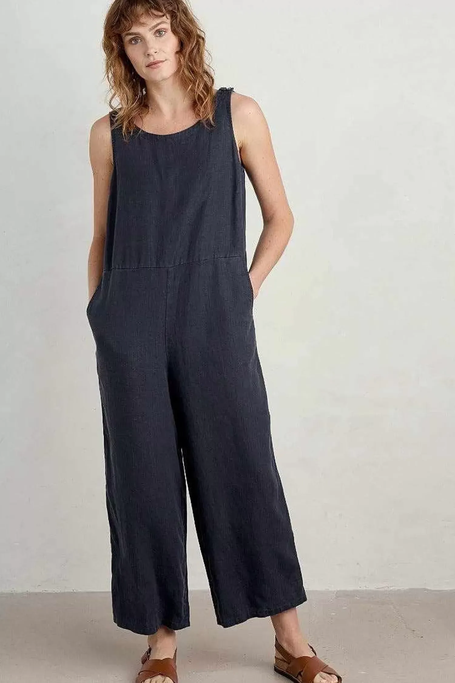Trousers & Shorts<Seasalt Cornwall Salt Air Linen Jumpsuit Maritime