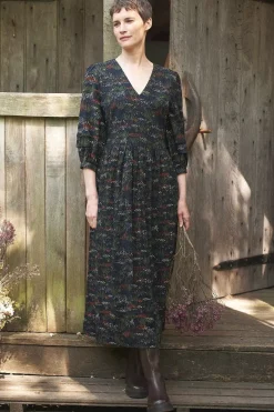 Dresses<Seasalt Cornwall Sea Line Midi Dress Moor Meadow Onyx