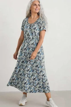 Dresses<Seasalt Cornwall Sea Studio Short Sleeve Dress Companion Border Light Nickel