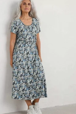 Dresses<Seasalt Cornwall Sea Studio Short Sleeve Dress Companion Border Light Nickel