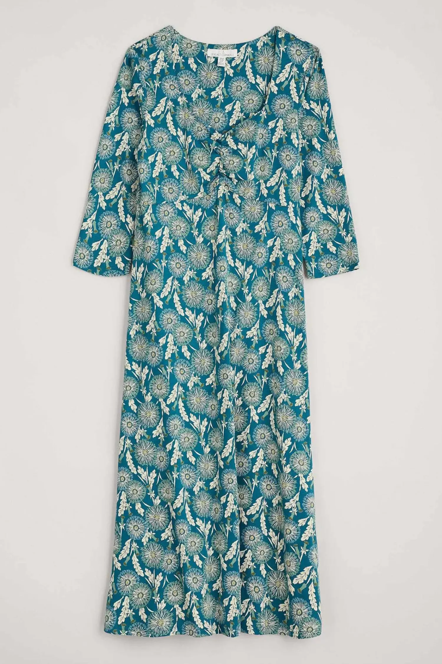 Dresses<Seasalt Cornwall Secret Cove 3/4 Sleeve Midi Dress Dandelion Seed Seaway