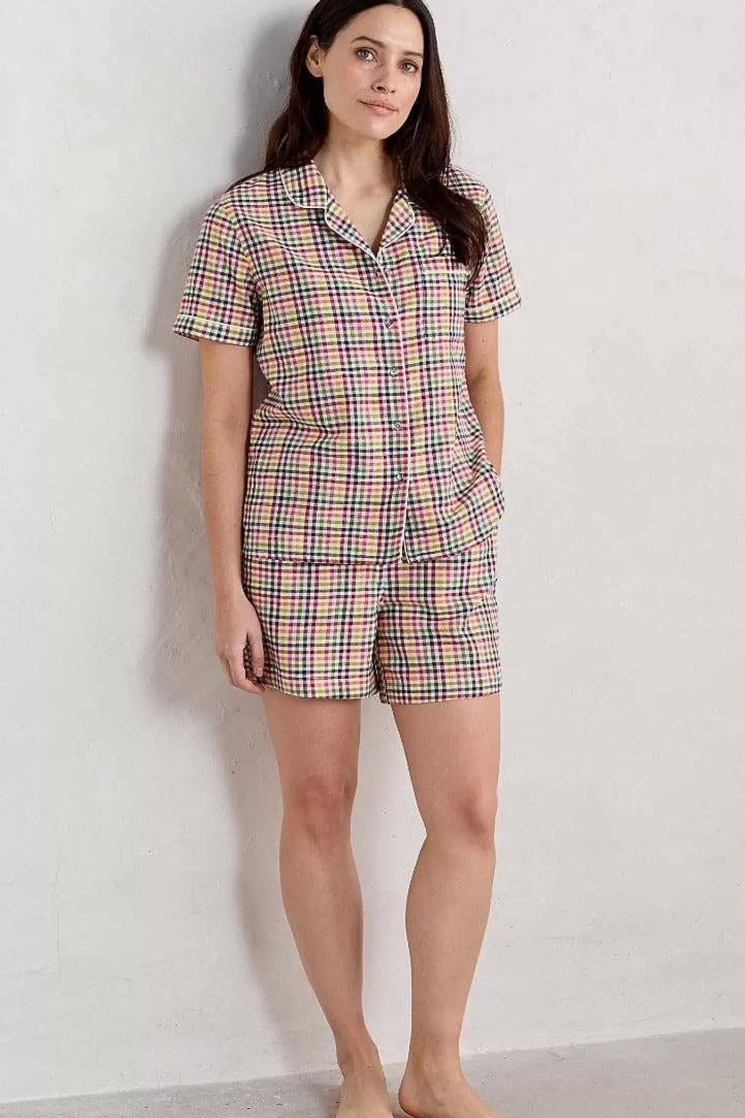 Nightwear<Seasalt Cornwall Senara Checked Summer Pyjamas Quartz Mini Pebble Multi