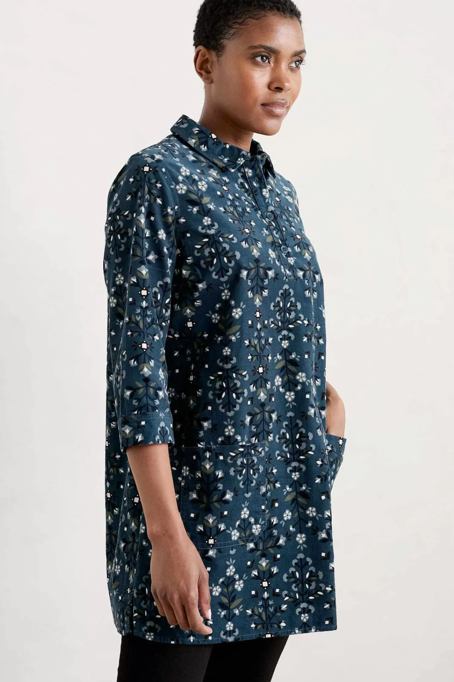 Tunics<Seasalt Cornwall Sky Sketch Needlecord Tunic Floral Blanket Dark Lugger