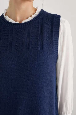 Knitwear<Seasalt Cornwall Smallcombe Organic Cotton Knitted Vest (Gots) Marine