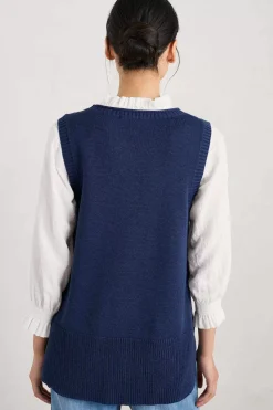 Knitwear<Seasalt Cornwall Smallcombe Organic Cotton Knitted Vest (Gots) Marine