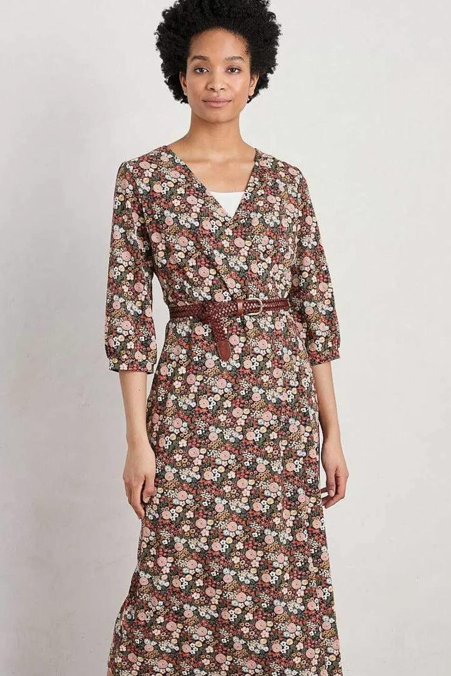 Dresses<Seasalt Cornwall Sowena Jersey Wrap Dress Companion Border Terracotta