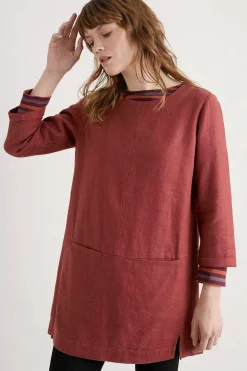 Tunics<Seasalt Cornwall St Agnes Clay Ramie-Blend Tunic Burgundy