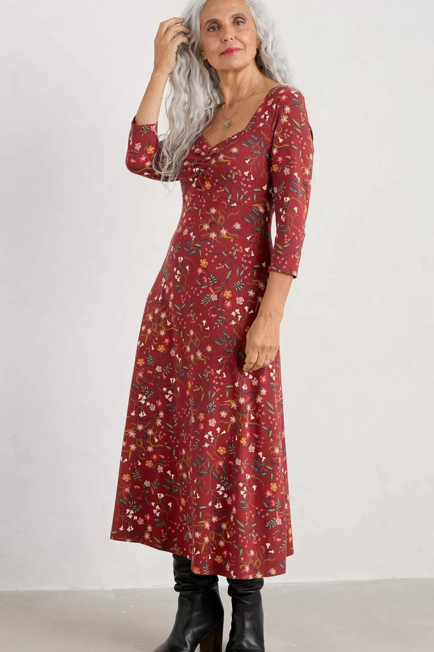 Dresses<Seasalt Cornwall St Martin Jersey Midi Dress Meadow Bloom Jam