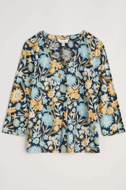 Tops<Seasalt Cornwall Studio Glass 3/4 Sleeve Top Floral Terrain Maritime