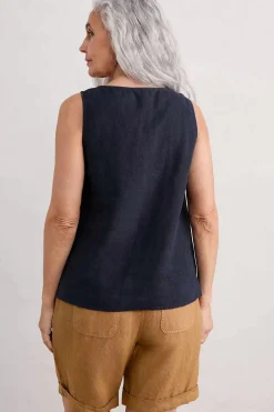 Tops<Seasalt Cornwall Sunlit Seagrass Linen Vest Maritime