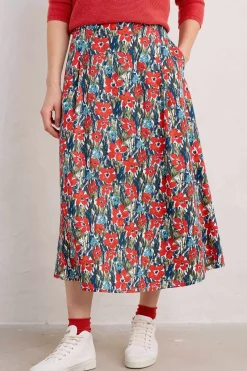 Skirts<Seasalt Cornwall Swallow Hill Printed A-Line Skirt Marsh Marigold Chalk