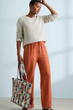 Trousers & Shorts<Seasalt Cornwall Tide Flow Wide Leg Linen Trousers Papaya