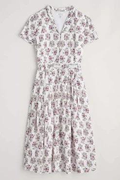 Dresses<Seasalt Cornwall Top Terrace Fit-And-Flare Dress Ink Stamp Floral Chalk