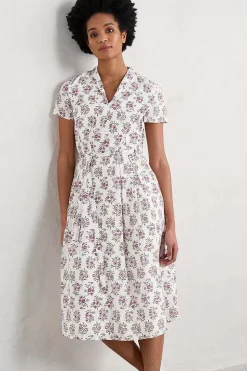 Dresses<Seasalt Cornwall Top Terrace Fit-And-Flare Dress Ink Stamp Floral Chalk