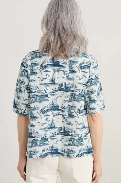 Tops<Seasalt Cornwall Treasury Short Sleeve Blouse Toile Seaside Chalk