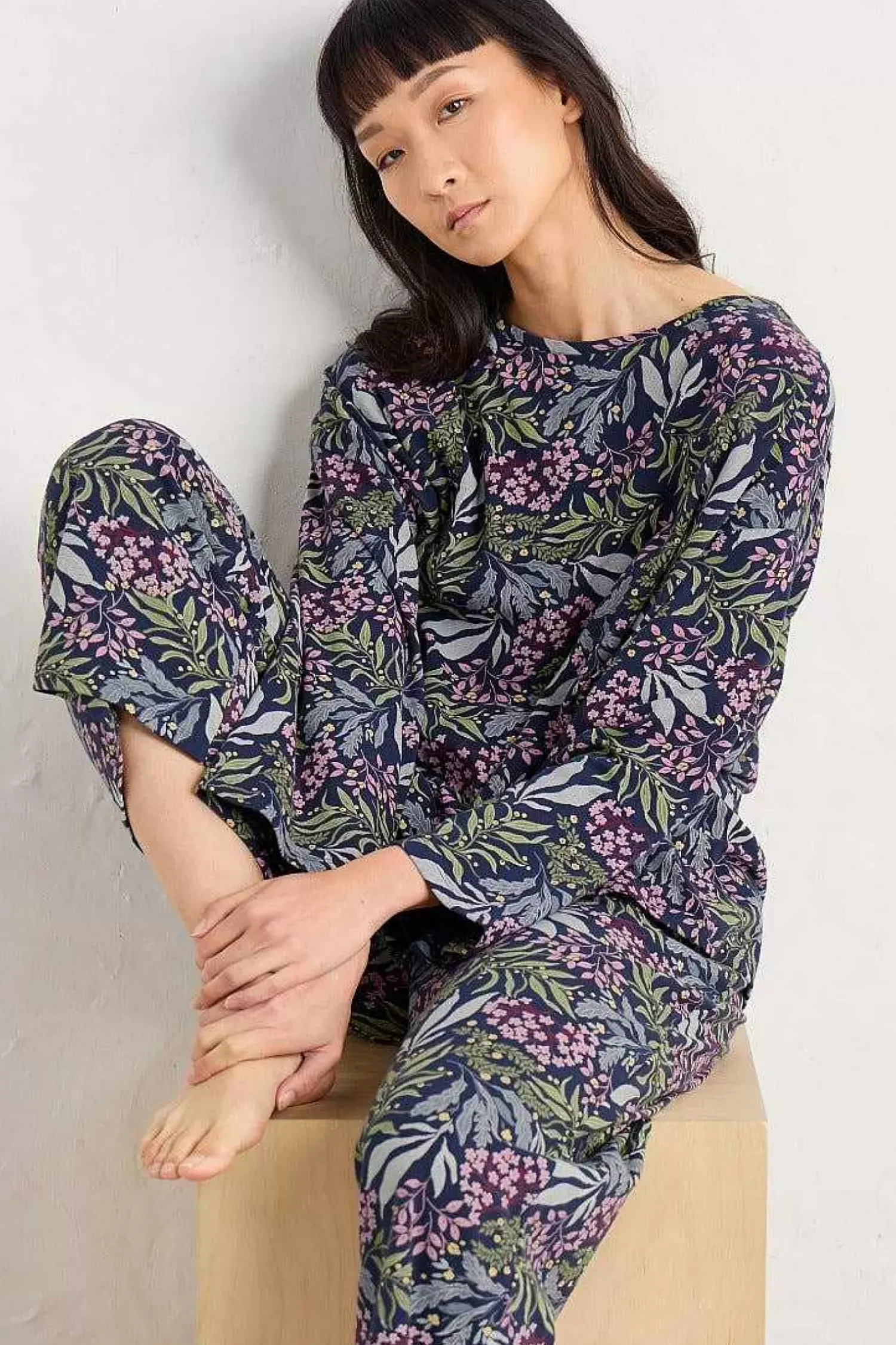 Nightwear<Seasalt Cornwall Tree Shadow Jersey Pyjamas Riverbed Floral Maritime