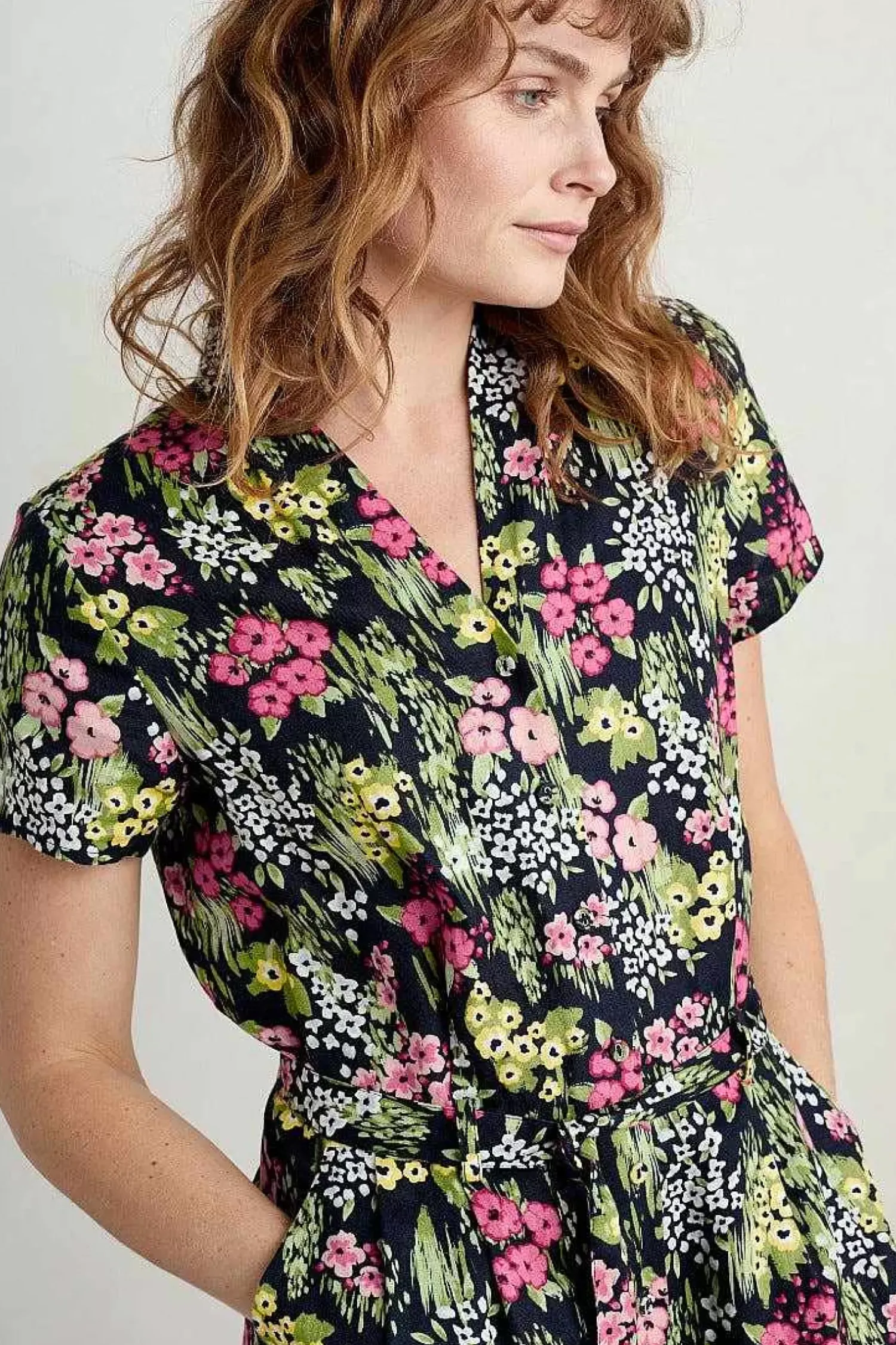 Trousers & Shorts<Seasalt Cornwall Treen Cove Linen Jumpsuit Painterly Field Maritime