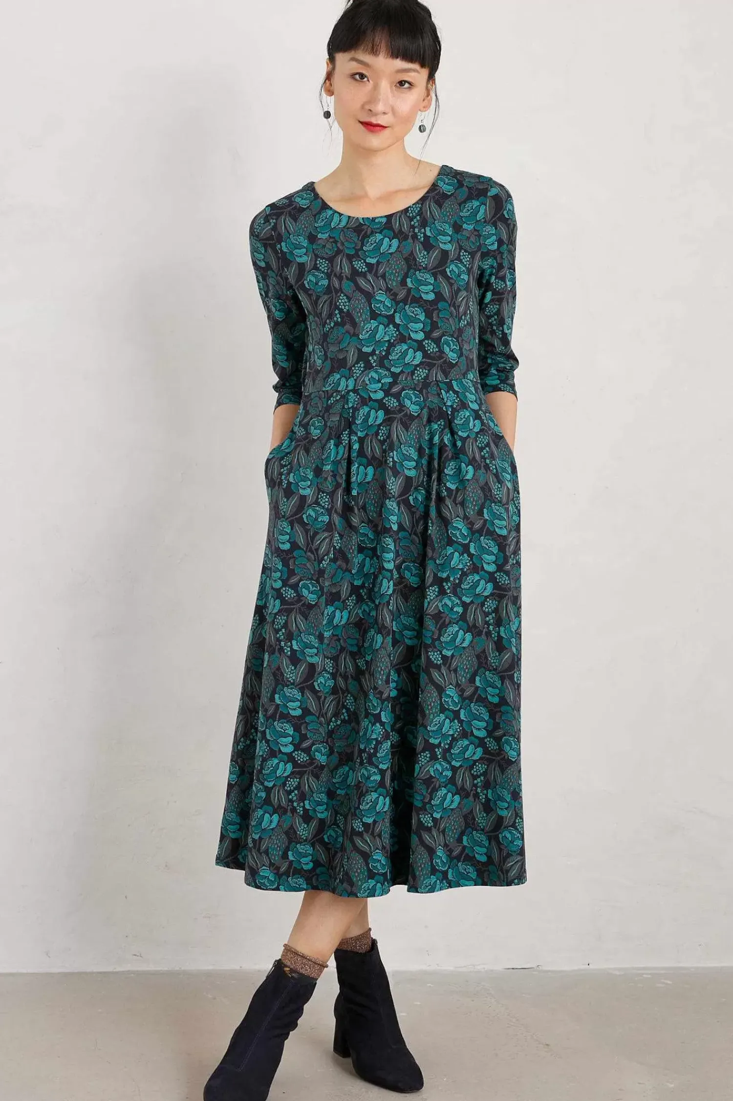 Dresses<Seasalt Cornwall Veronica Midi Dress (Gots) Tapestry Bloom Loch