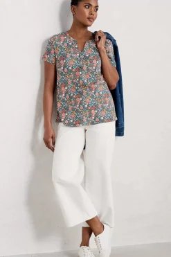 Tops<Seasalt Cornwall Waterflow Short Sleeve Top Companion Border Light Squid