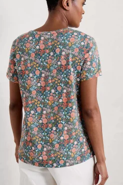 Tops<Seasalt Cornwall Waterflow Short Sleeve Top Companion Border Light Squid