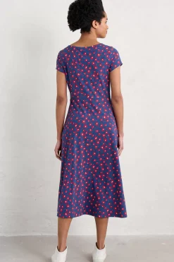 Dresses<Seasalt Cornwall Wild Bouquet Jersey Dress Looping Floral Dark Voyage