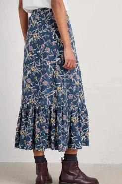 Skirts<Seasalt Cornwall Wildflower Field Tiered Midi Skirt Printed Plant Squall