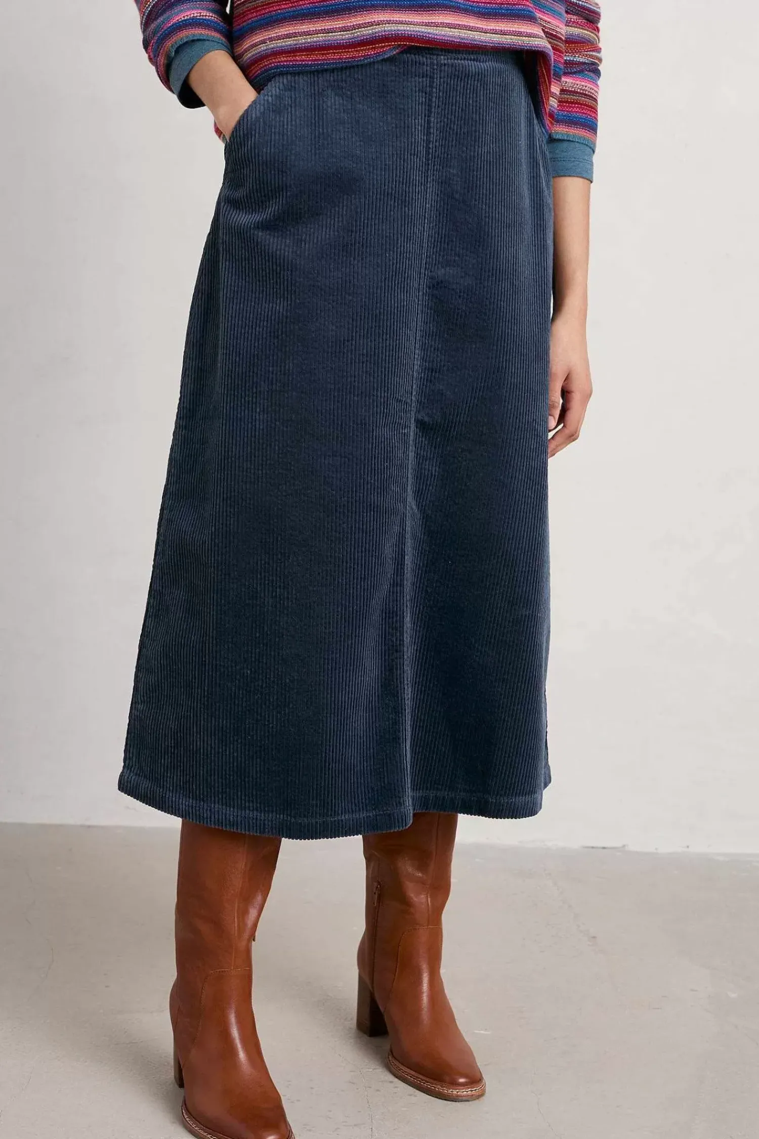 Skirts<Seasalt Cornwall Window Wren Cord Midi Skirt Maritime