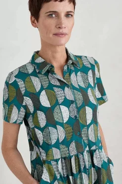 Dresses<Seasalt Cornwall Wood Rush Short Sleeve Jersey Dress Circle Markings Seaway