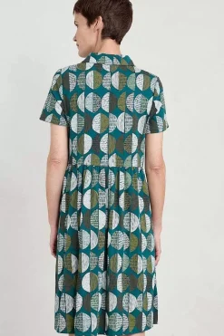 Dresses<Seasalt Cornwall Wood Rush Short Sleeve Jersey Dress Circle Markings Seaway